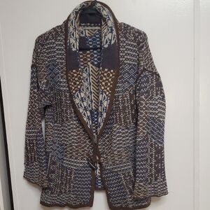 Rubbish Women's Patterned Blazer - Brown and Blue